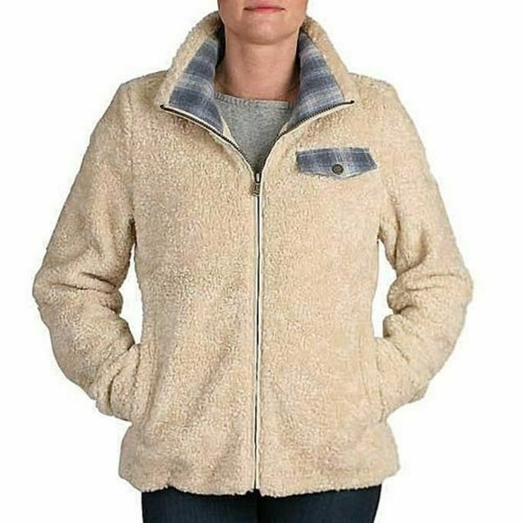 Pendleton Jackets & Blazers - Pendleton Ladies' Fuzzy Zip Jacket in Beige Heather Sherpa cream fleece